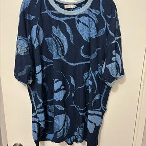 We The Free Navy and Light Blue Abstract Tee